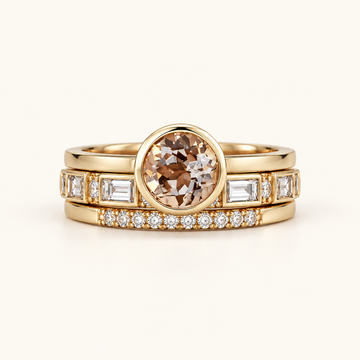 Damen Ring-Set mit eingefassten Steinverzierungen