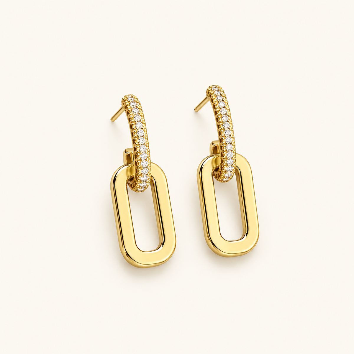 Damen Steckerohrringe mit doppeltem Loop-Design und Paperclip-Element