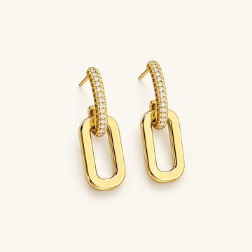 Damen Steckerohrringe mit doppeltem Loop-Design und Paperclip-Element