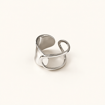 Damen Verstellbarer Chunky Ring mit Gehämmerter Struktur