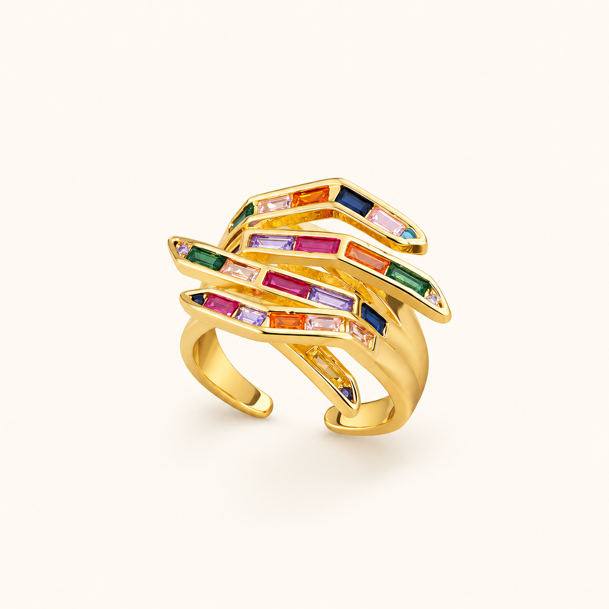 Verstellbarer Damen Statement-Ring mit geometrischem Klauen-Design