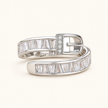 Damen verstellbarer Wickelring mit Gurtverschluss-Design und Steindetails