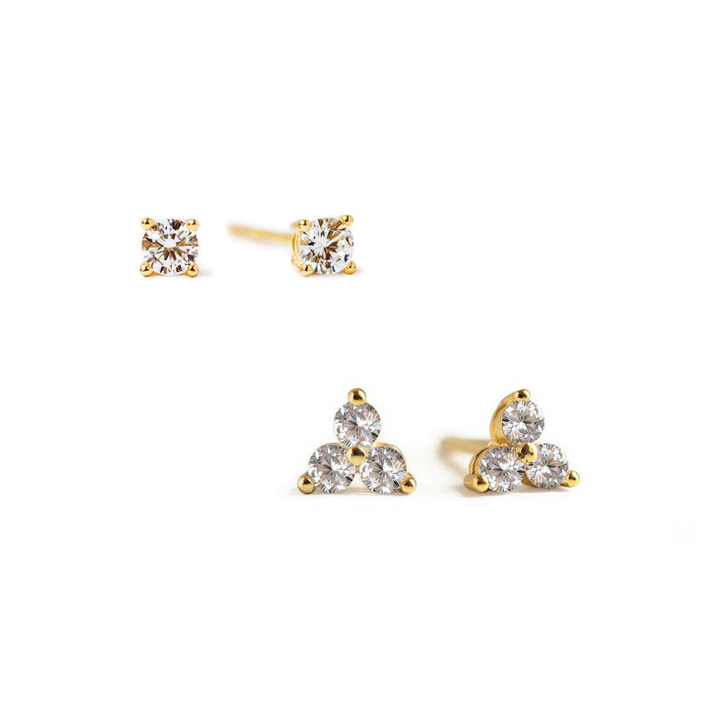 Kleines Kleeblatt Pave Ohrstecker Set