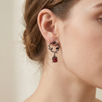 Rosalya – Ohrringe Rote Rose & Dunkle Brombeere