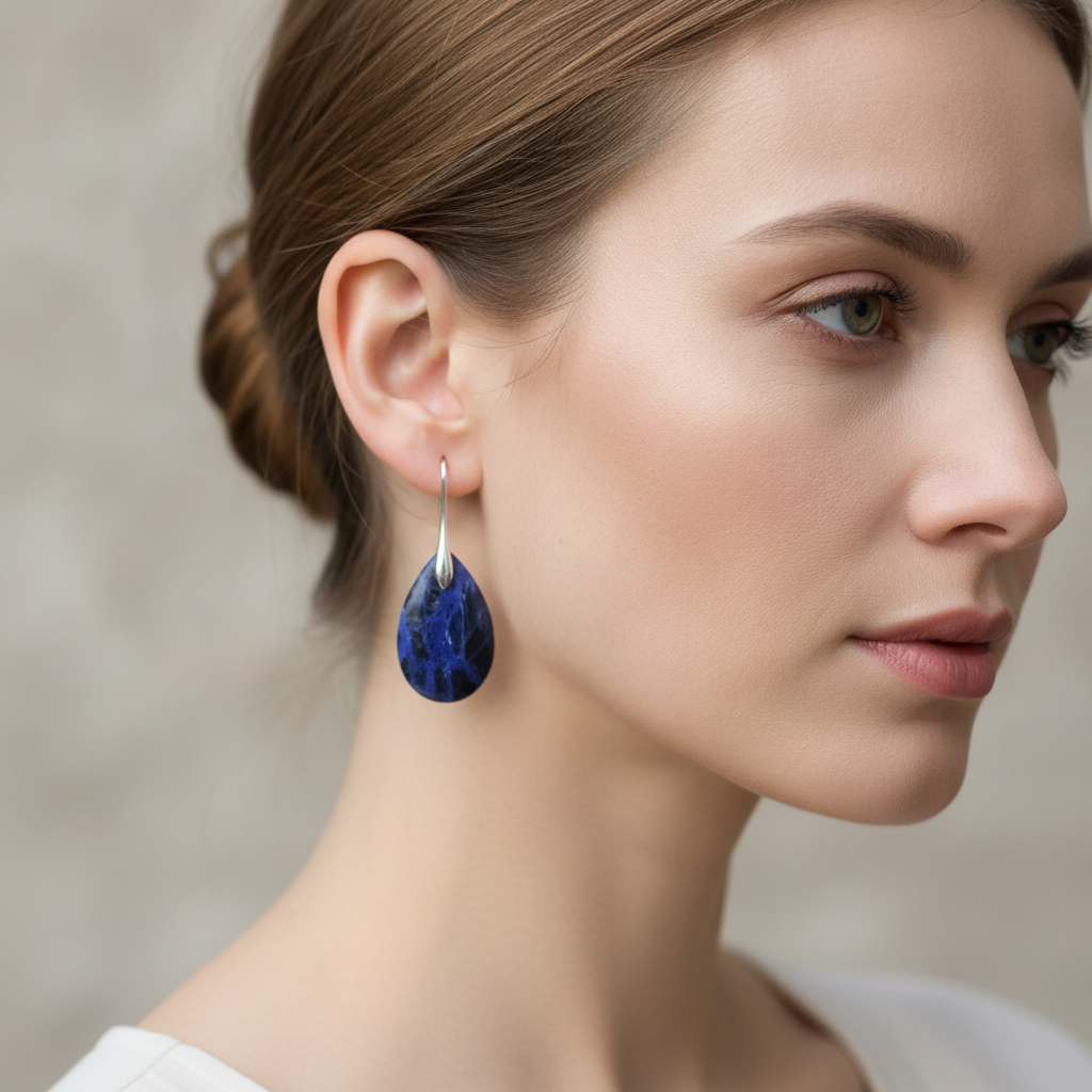Kris – Ohrringe im Vintage-Chic mit blauem Stein
