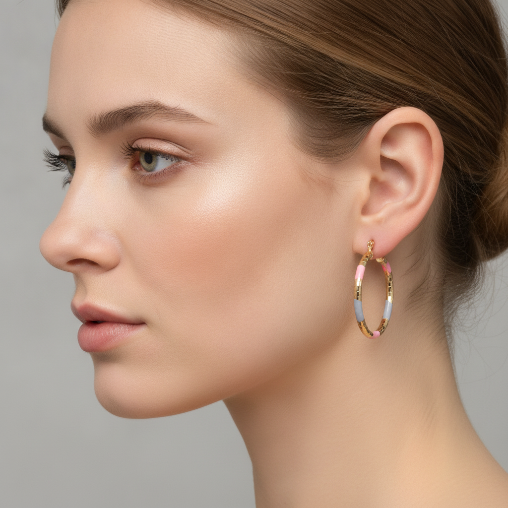 Delphine – Vintage Gold Ohrringe mit Farben