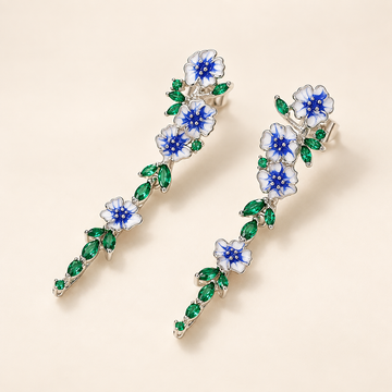 Damen Hängeohrringe mit Blumen- und Kettendesign - Paar