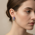 Lila Emaille Blumen Ohrringe