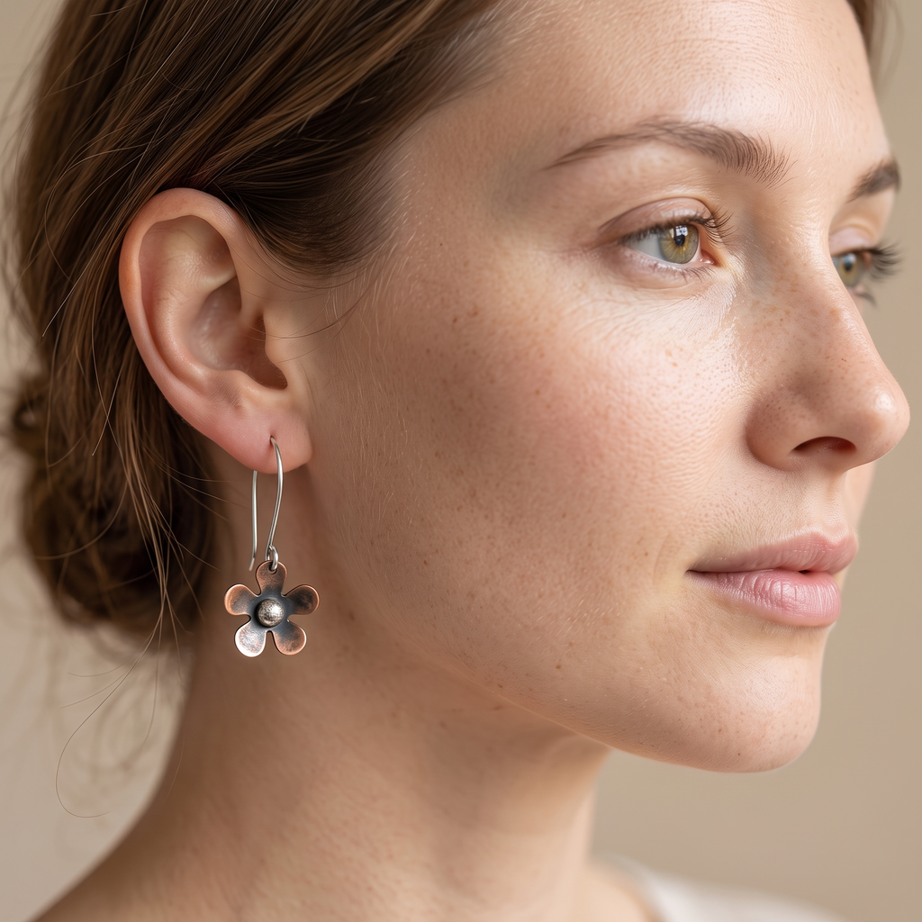 Hera – Ohrringe Blumenmotiv aus Silber im Vintage-Stil