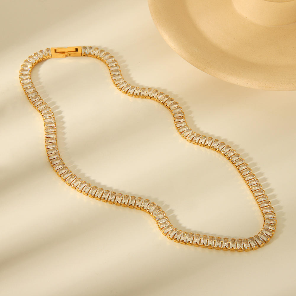 Nancy – Collier Kette Vollständig Belegt mit Zirkonen