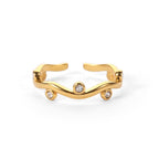 Willow – Ring Blatt Gold mit Zirkonia Verstellbar