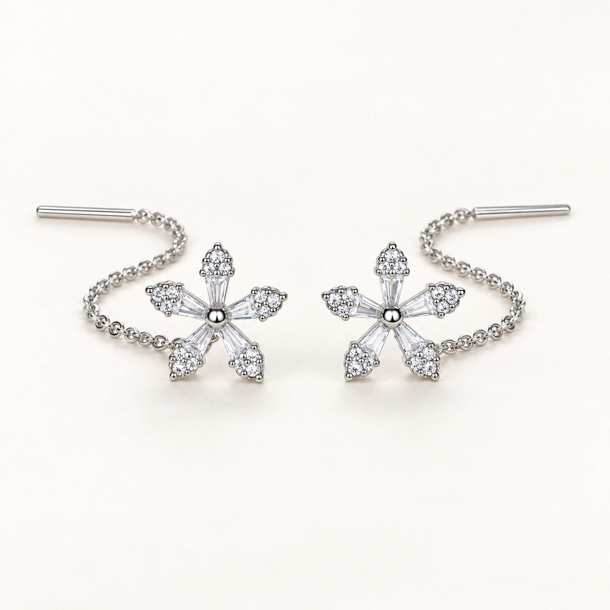 Fadenohrringe für Damen mit Blumenmuster