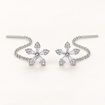 Fadenohrringe für Damen mit Blumenmuster