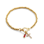 Eli – Geburtsstein-Armband mit Kreuzanhänger