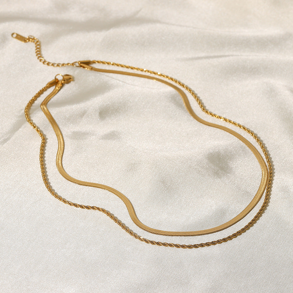 Doppelt gedrehte Kette - Lagenkette in Gold