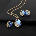 Pia – Schmuckset Halskette und Ohrringe aus blauen und goldenen Kristallen