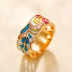 Margaux – Ring mit Goldmotiv und blau-weißem Design