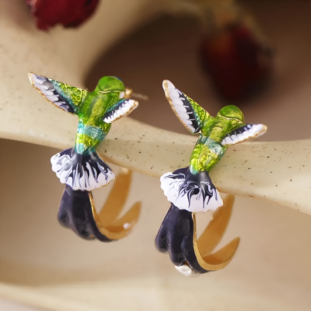 Lilou – Stilvolle Kolibri-Ohrringe