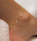 Goldene Kette für das Fußgelenk aus Süßwasserperlen