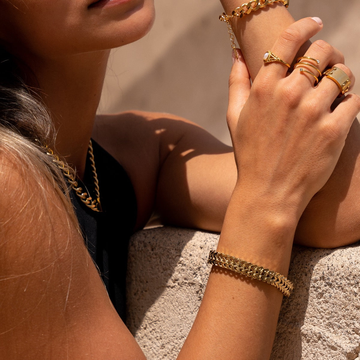 Eden – Armband Strukturiert Plattiert Gold 18K