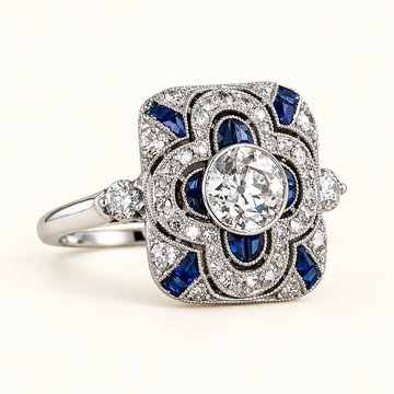 Damen Vintage-Ring mit dekorativem Steinbesatz