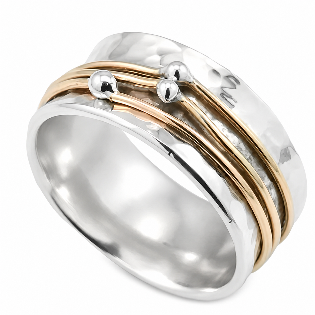 Strahlende Eleganz – Vintage Gold- und Silberring mit leuchtender Oberfläche