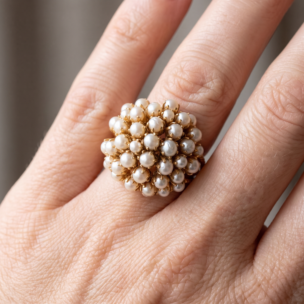 Alma – Vergoldeter Ring mit Perlen