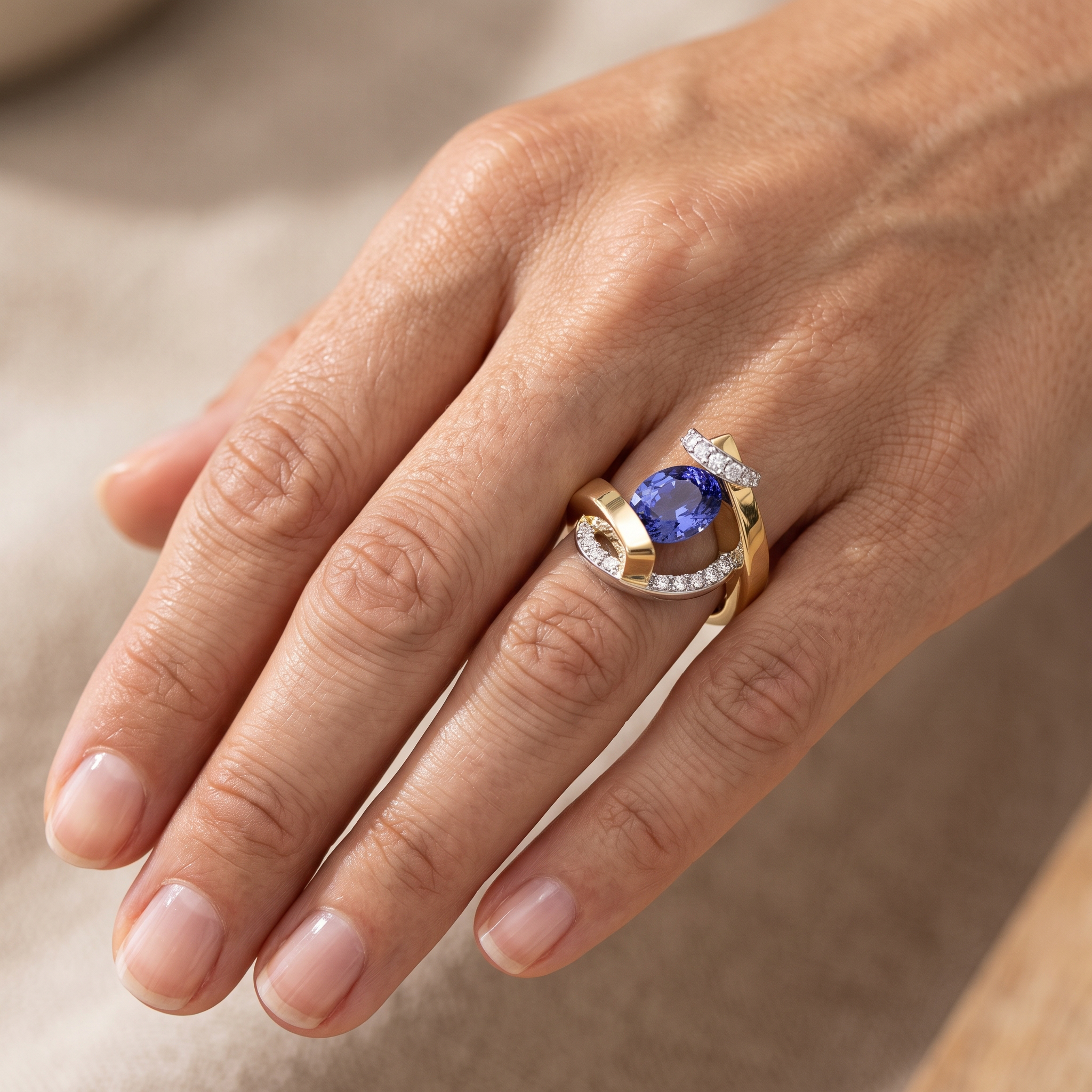 Azura – Vintage-Ring mit blauem Zirkon