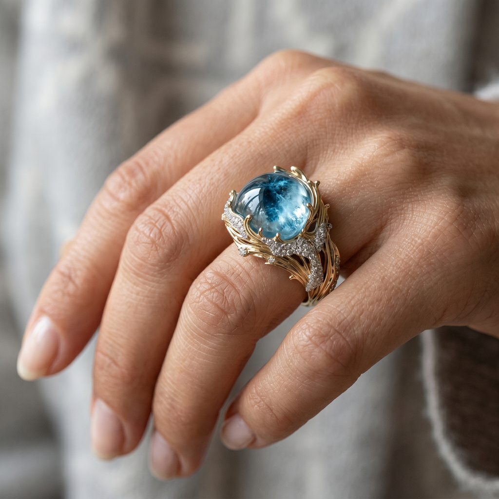 Selena – Vintage-Ring mit Ozeankristall