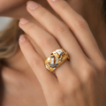 Mireille – Vintage-Ring in Gold & Blauer Zirkon