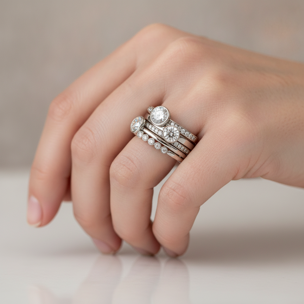 Elvie – Vintage-Ring aus hochwertigem Material mit Schichten und Kristallen