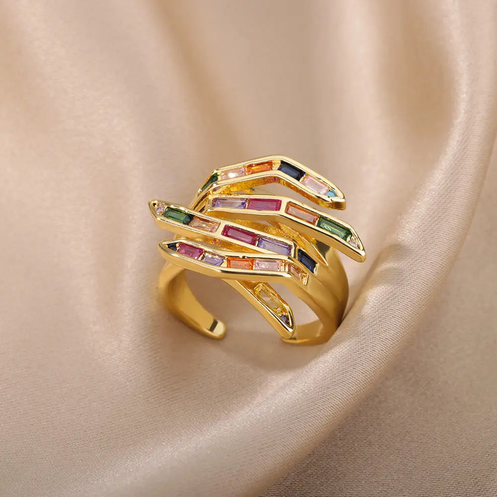 Verstellbarer Damen Statement-Ring mit geometrischem Klauen-Design