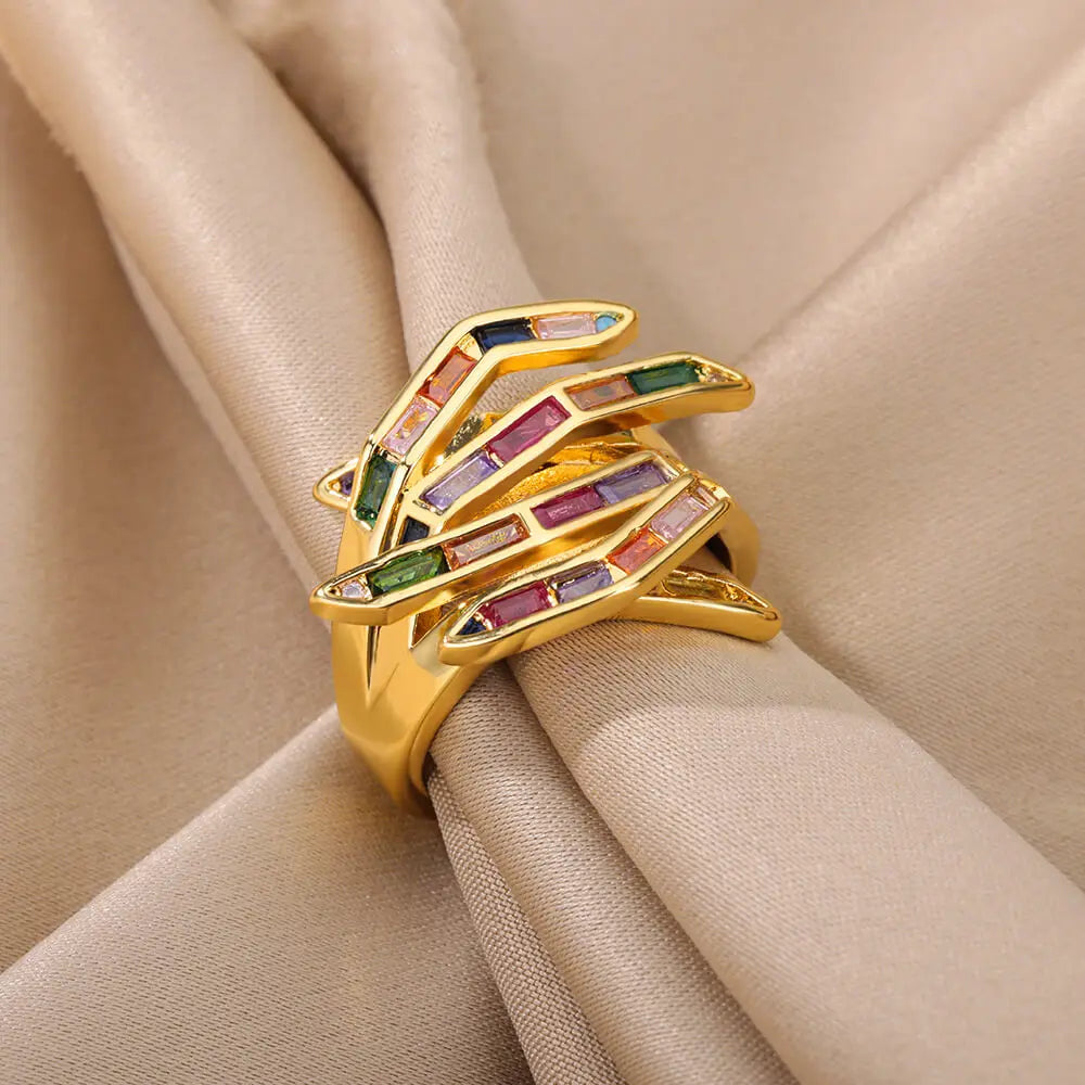 Verstellbarer Damen Statement-Ring mit geometrischem Klauen-Design