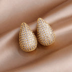 Tropfen-Diamant-Ohrstecker - Intarsien-Diamant-Ohrring