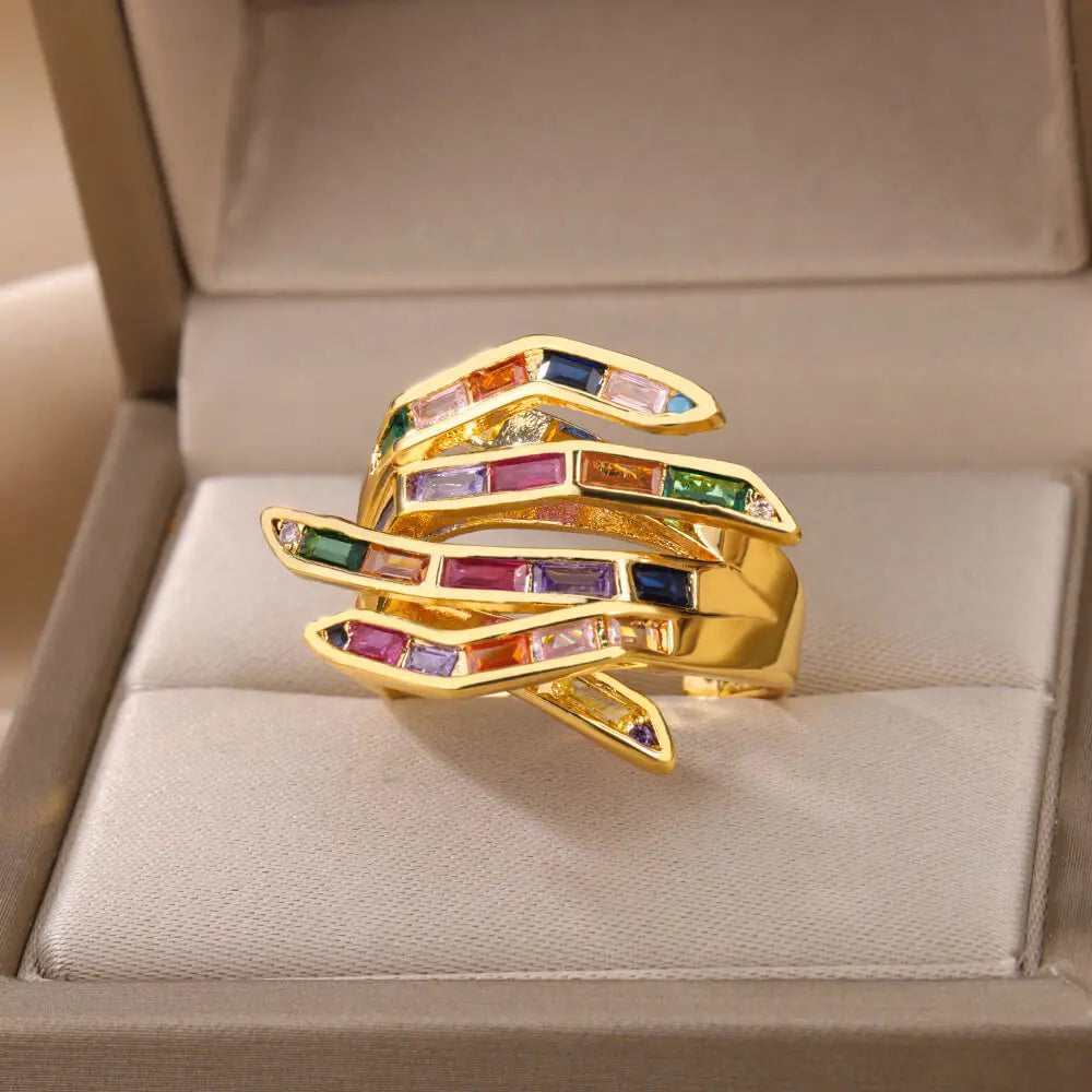 Verstellbarer Damen Statement-Ring mit geometrischem Klauen-Design