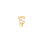 Auriane – Goldener Ring Blatt & Weißer Opal