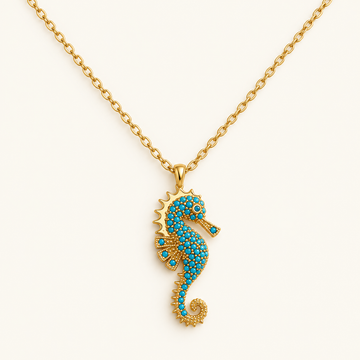 Damen Halskette mit Seepferdchen-Anhänger im Ozean-Stil