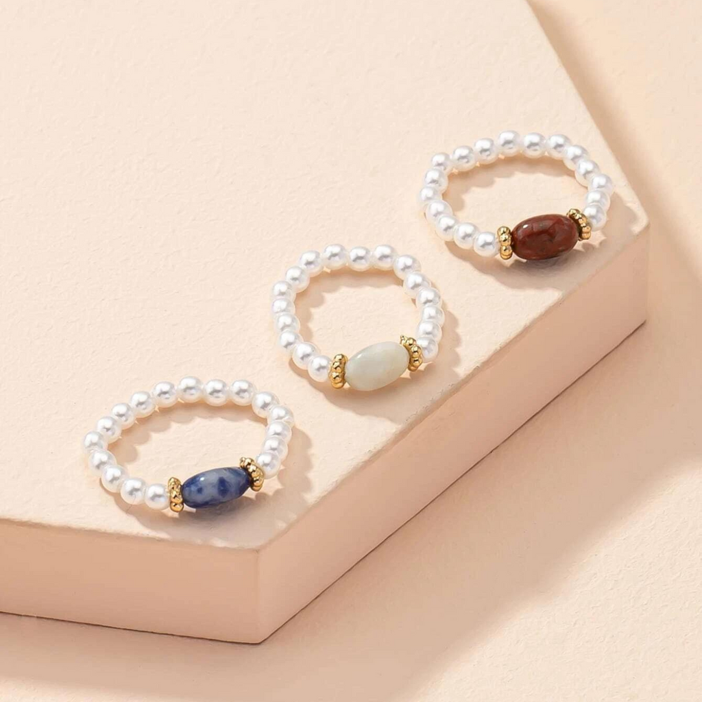 Steinperle - Vintage-Ring mit Perlen