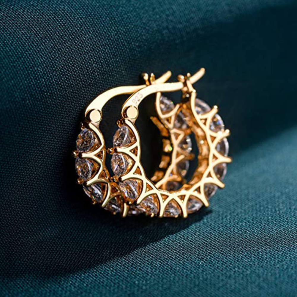 Zirkon Hoop-Ohrringe - Diamant Charm Hoops