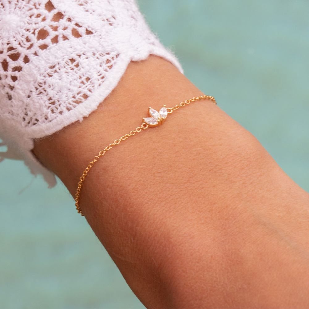 Drei Zirkonblüten - Kettenarmband
