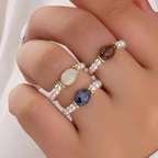 Steinperle - Vintage-Ring mit Perlen