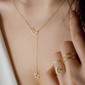 Mond und Stern - Lariat Stil Halskette