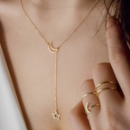 Mond und Stern - Lariat Stil Halskette