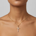 Noah – Vergoldete Kette mit Zirkonia-Kreuz