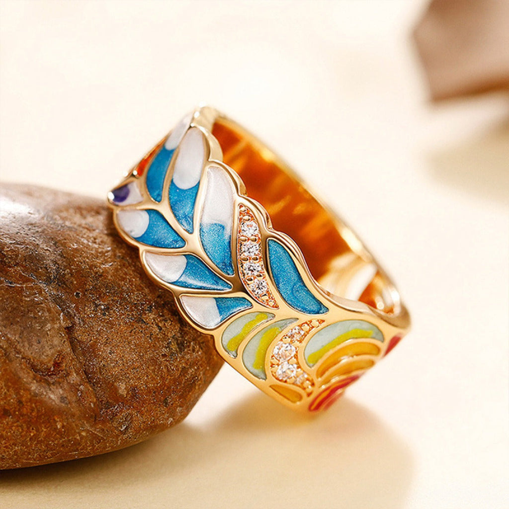 Isolde – Ring mit handgemalten Blumenmotiven