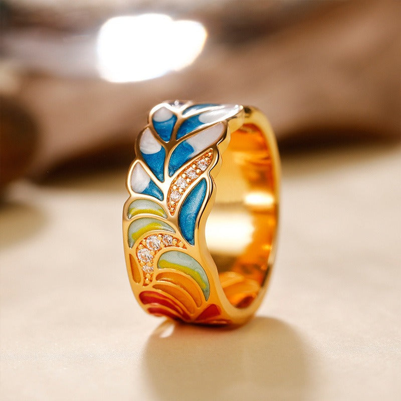 Isolde – Ring mit handgemalten Blumenmotiven