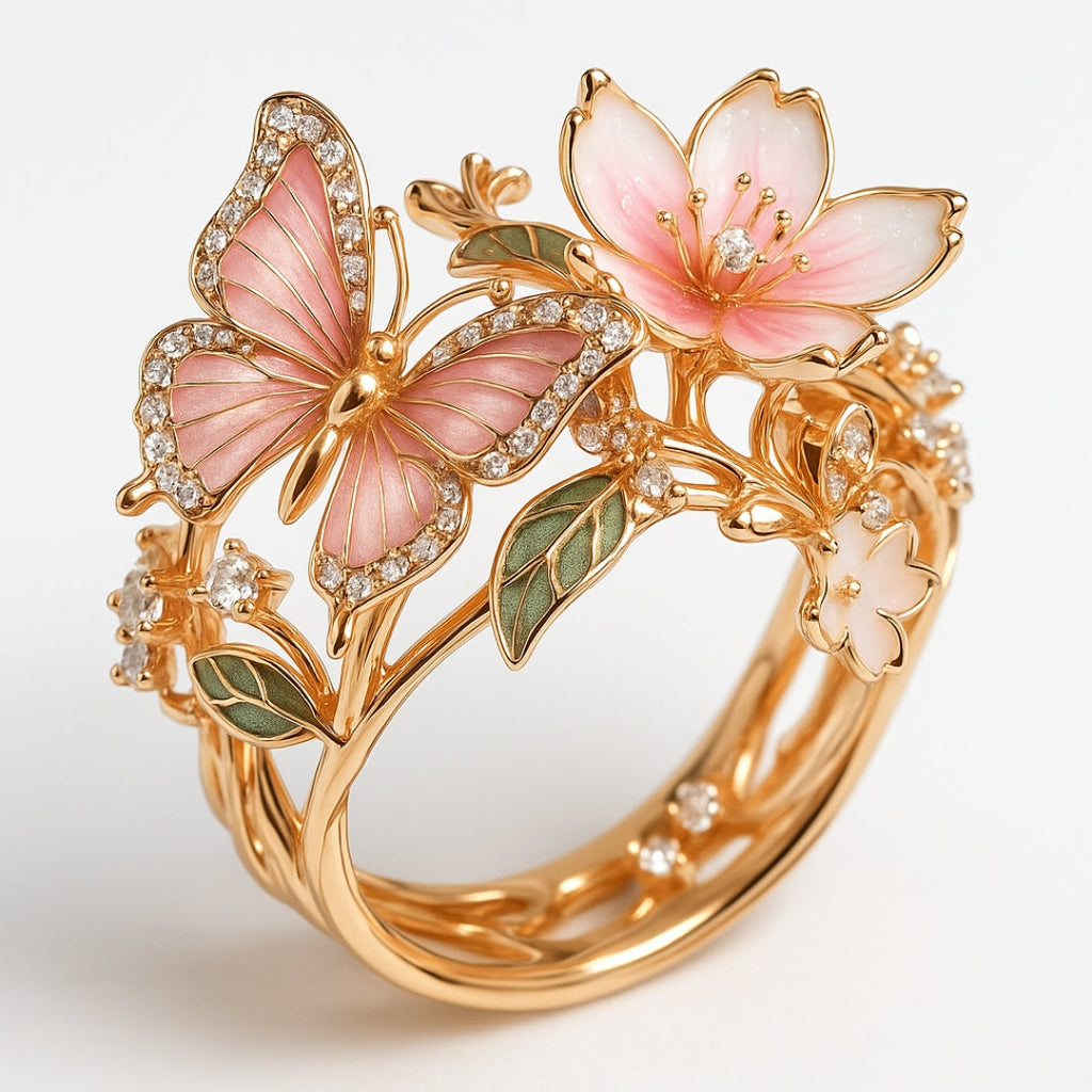 Meliora – Glitzernder Schmetterlingsring aus Zirkon