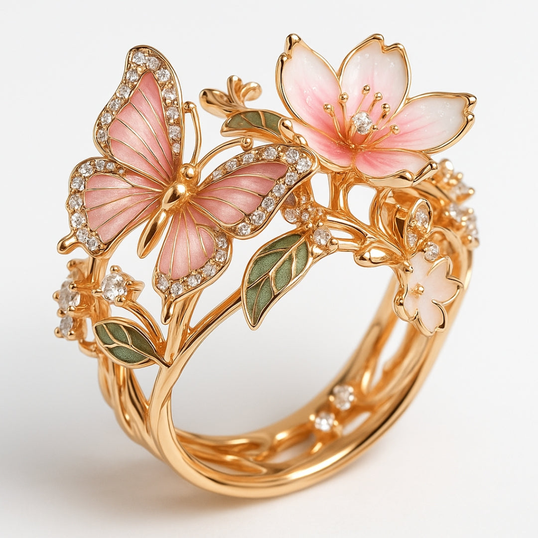 Meliora – Glitzernder Schmetterlingsring aus Zirkon