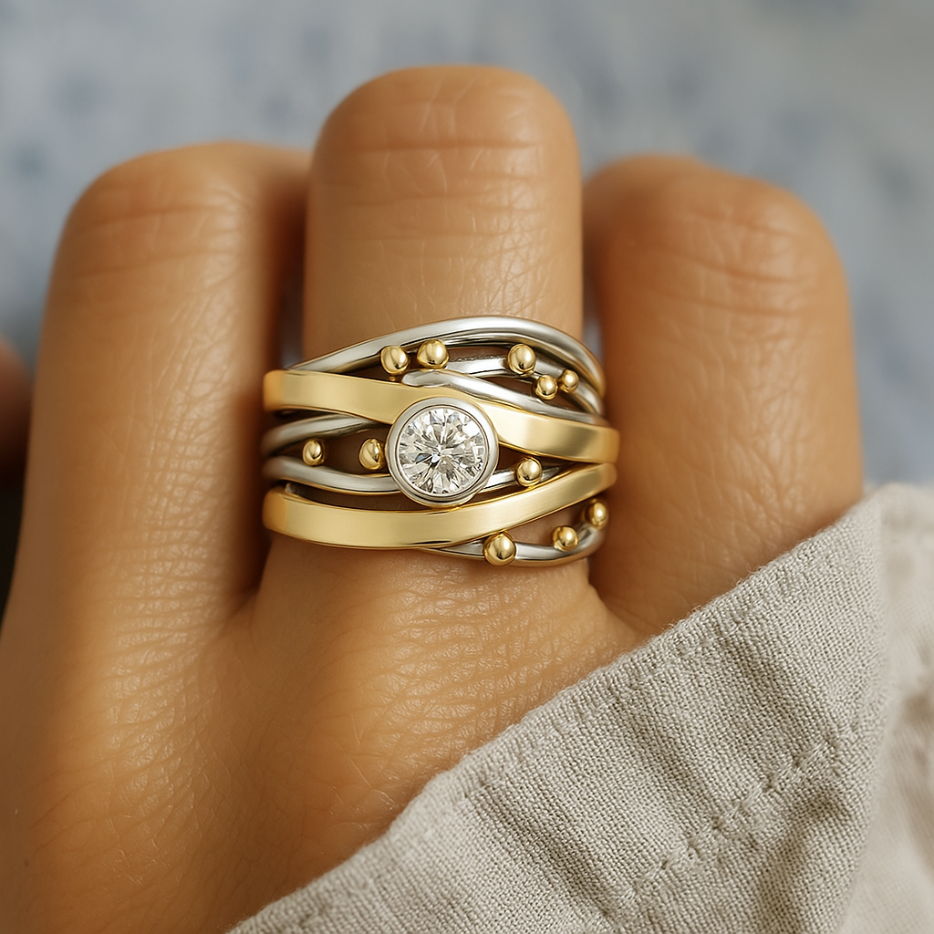 Dalia – Vintage-Ring mit eingefasstem Detail