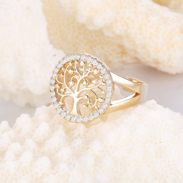 Yelina – Ring Lebensbaum in Gold oder Silber
